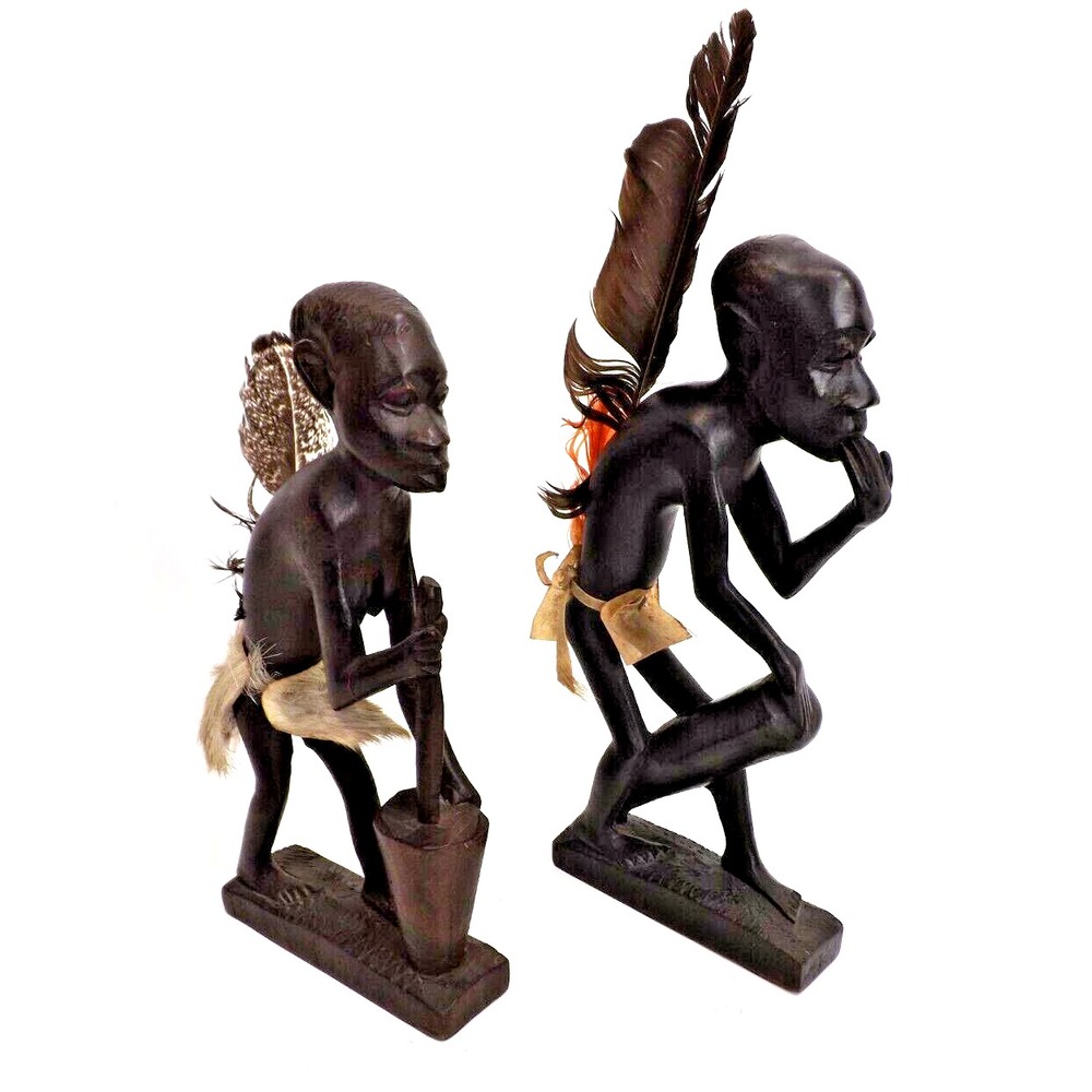 African Carved Ebony Wood Figurine sculptures Native African Tribal Art